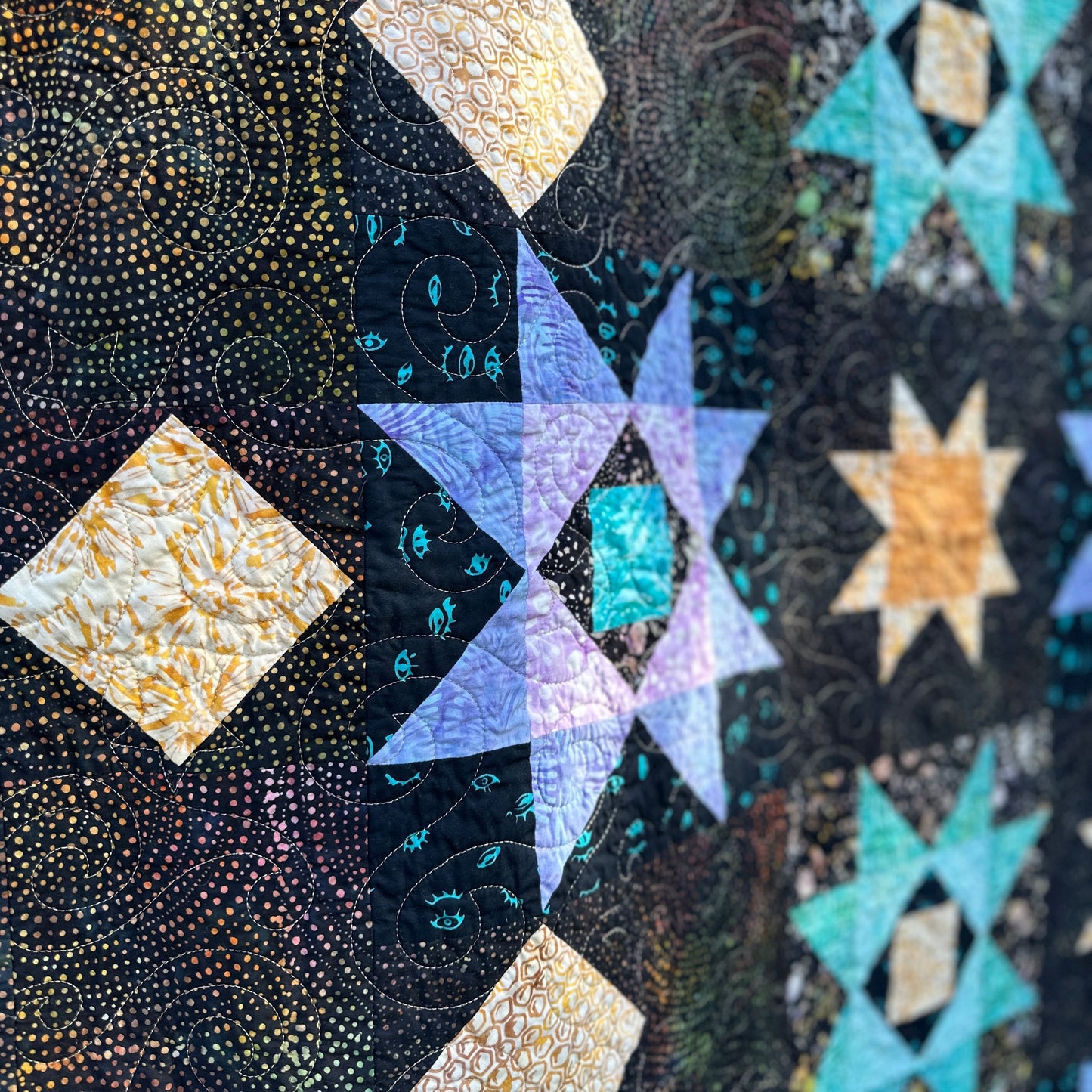 L Whiting, Sawtooth Galaxy Throw Quilt