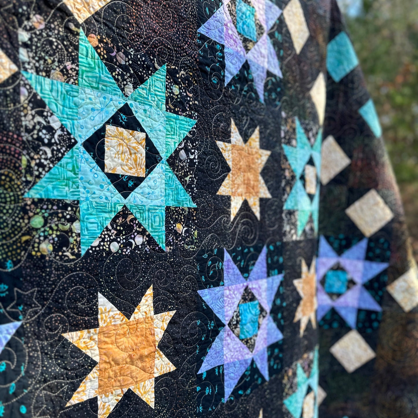 L Whiting, Sawtooth Galaxy Throw Quilt