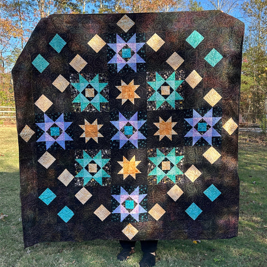 L Whiting, Sawtooth Galaxy Throw Quilt